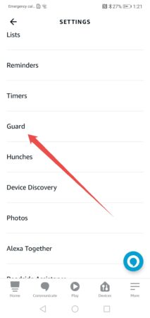 App Setting page with Guard Mode