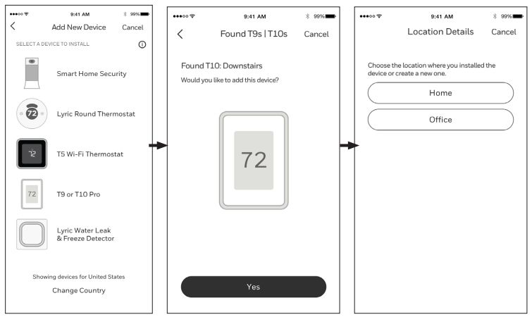 Honeywell Home app add new device
