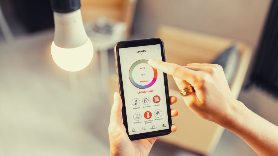 A woman on a smart phone looking at an app